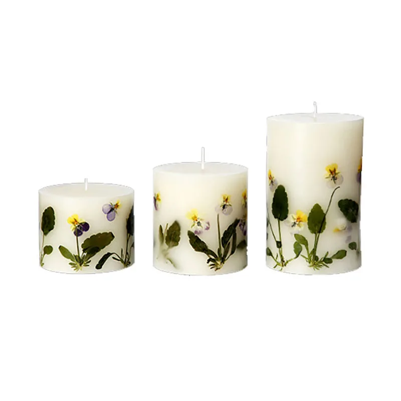 wholesale Wedding Large Candles Set Dried Flower Pillar Scented Candle Handmade White Decorative Aromatic Candles Dining