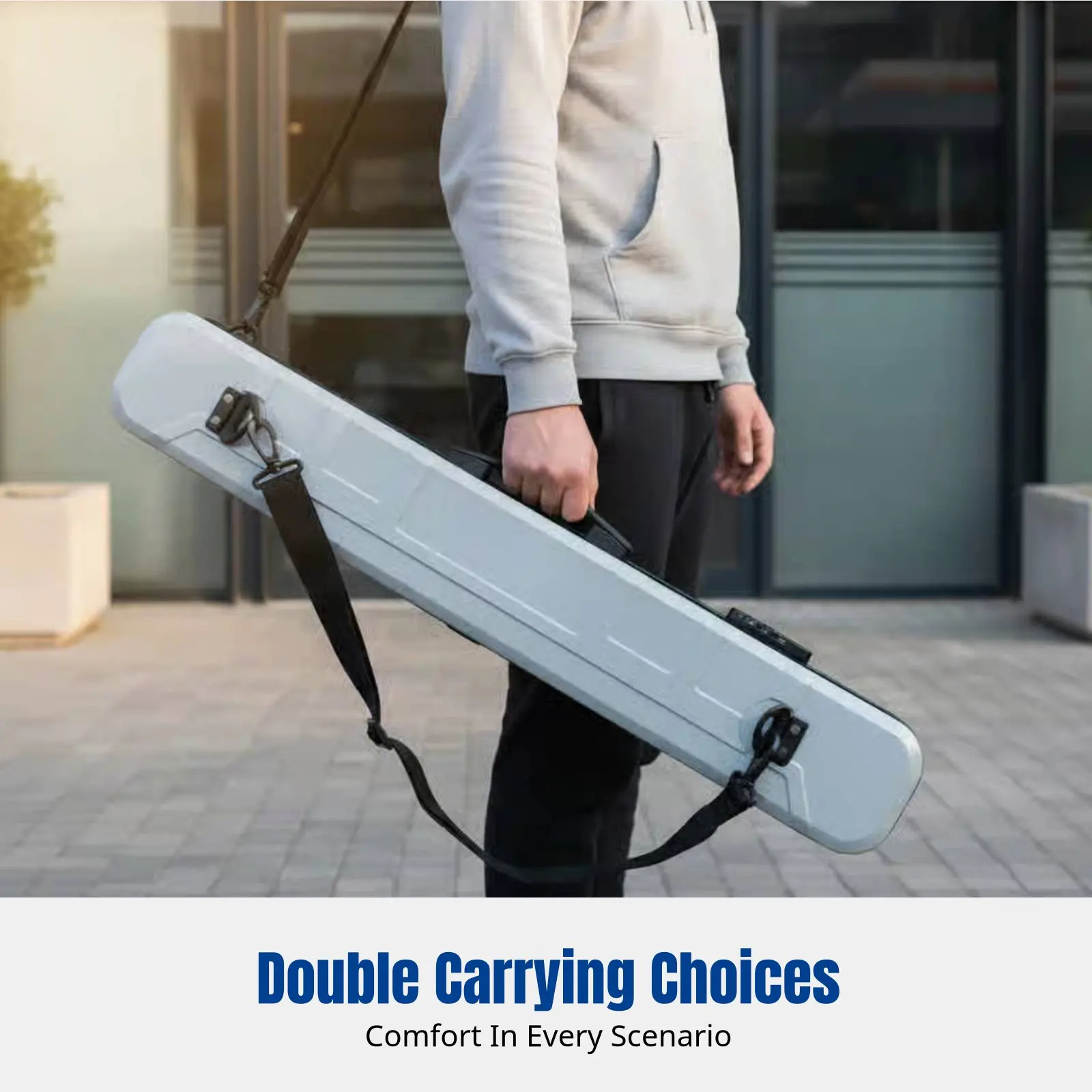 

Billiard Cue Case, Secure Combination Lock, 4 Compartments, Large Head, 1/2 Split, PC Material, Dual Carrying, Extended