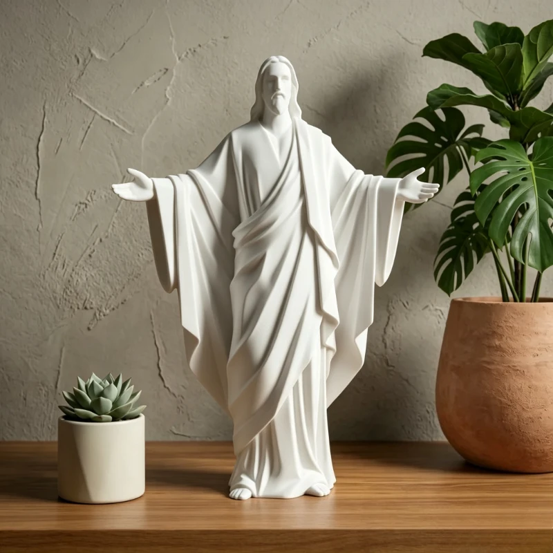 1-Pack 3D Relief Jesus Figurine, Decor Ornament for Home Desktop, Spiritual Collectible Gift for Tabletop Display