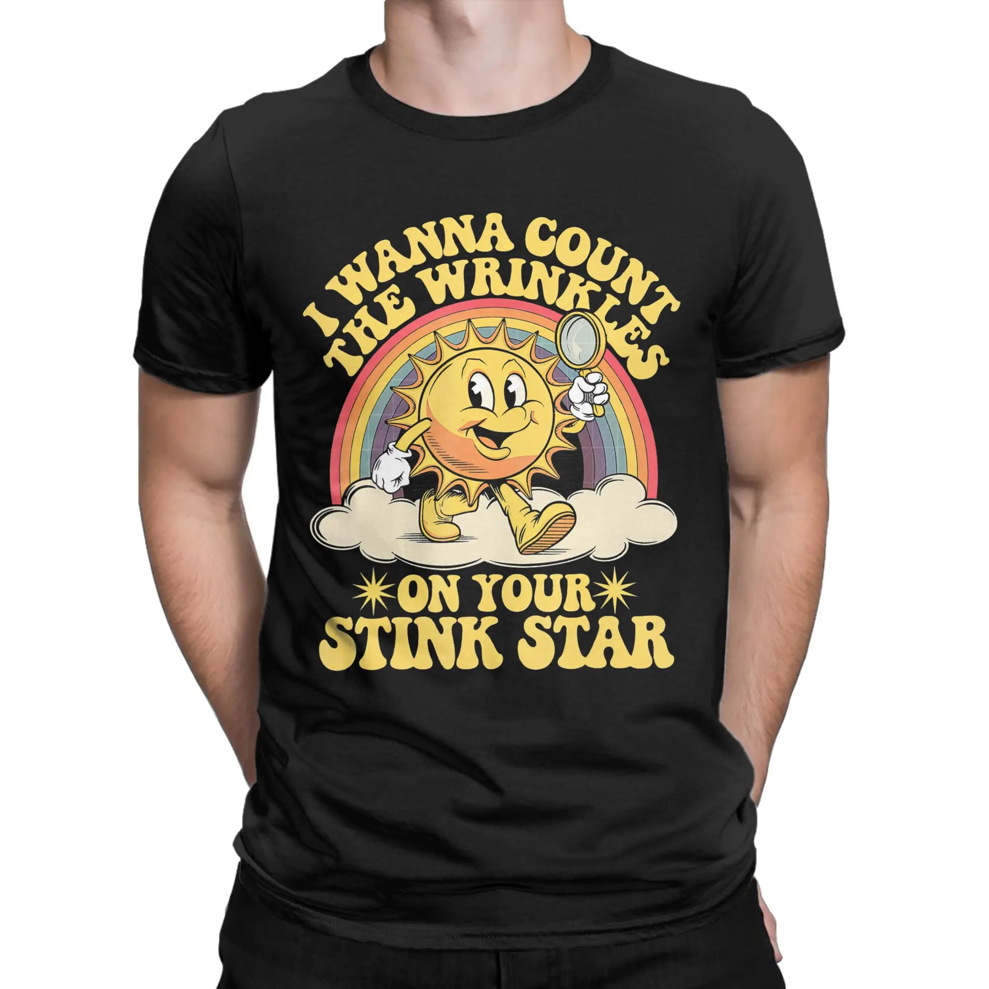 Men's I Wanna Count The Wrinkles On Your Stink Star T Shirts  Cotton Clothes Short Sleeve Round Collar Tees Big Size T-Shirt