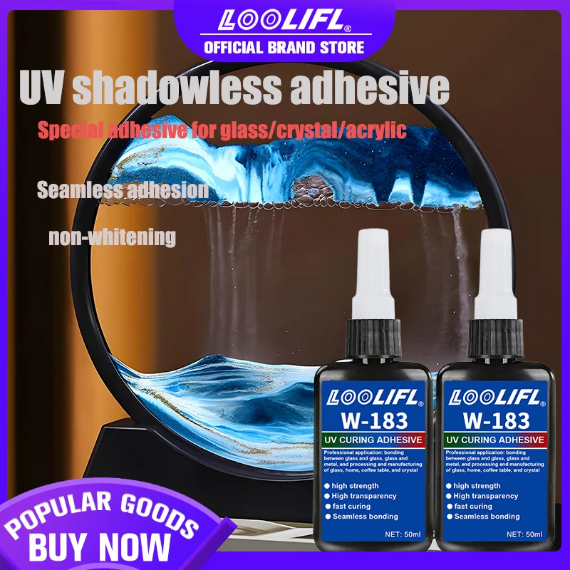 LOOLIFL جديد W-183 قوي 50 مللي UV الغراء علاج لاصق الأشعة فوق البنفسجية علاج الكريستال والزجاج والمعادن ABS الترابط لحام مع مصباح معالجة الأشعة فوق البنفسجية