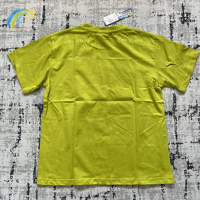 2023 New Fluorescent Green Vintage Washed Batik Cav Empt C.E T-Shirt Men Women 100% Cotton Mobile Phone Printing Cavempt Tee