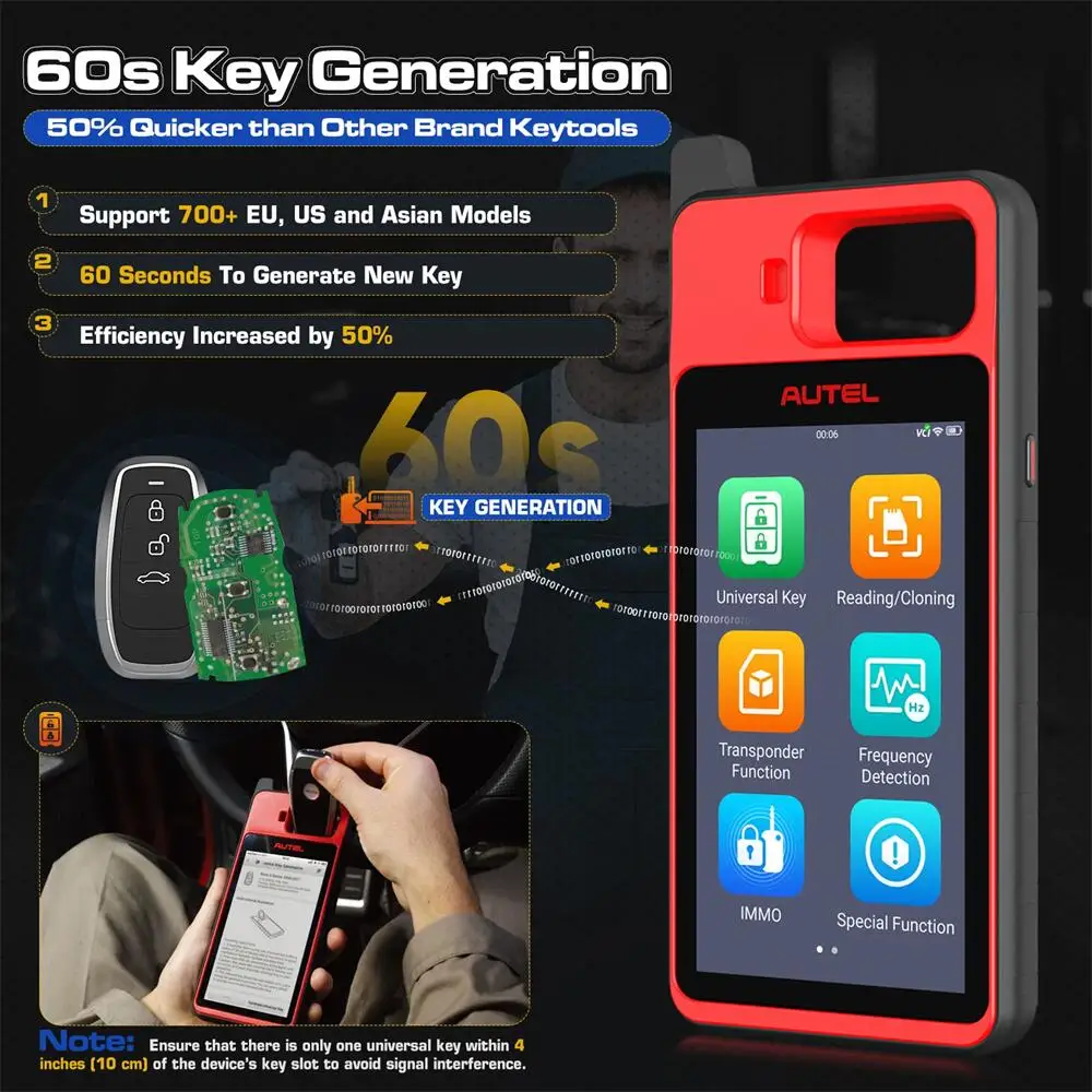 Autel MaxiIM KM100 Immobilizer Tool Key Creation IMMO Learning Chip Read/Write Cloning Frequency Detection Program Autel IKEY