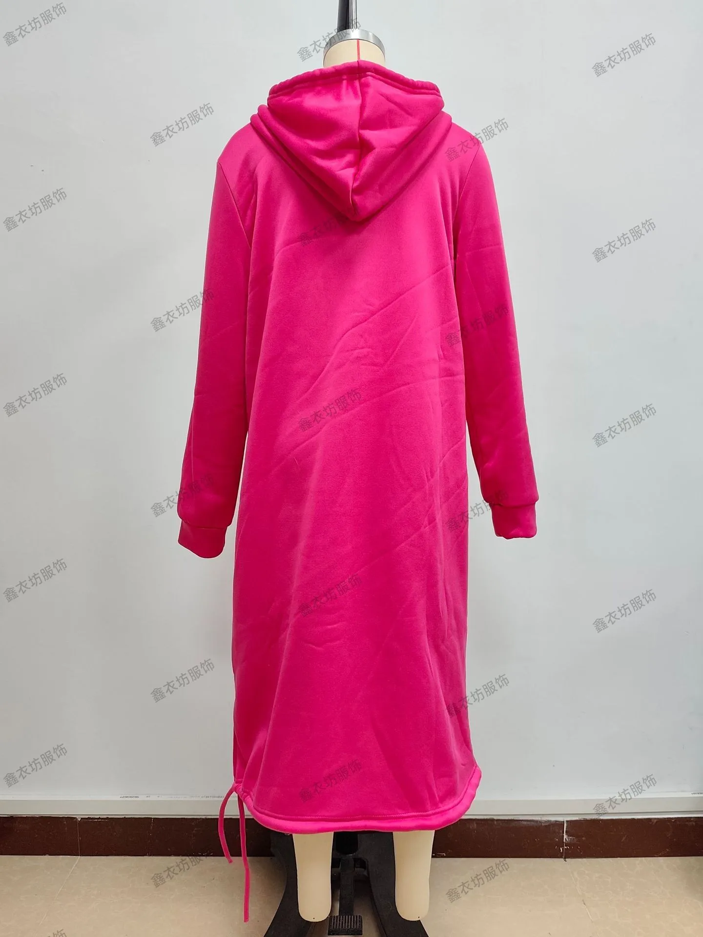 Pullover Hooded Hoodie Regular Thickness Elegant Commuter with Pocket Sweatshirt Loose Fit Wrinkle Treatment Long Hoodie