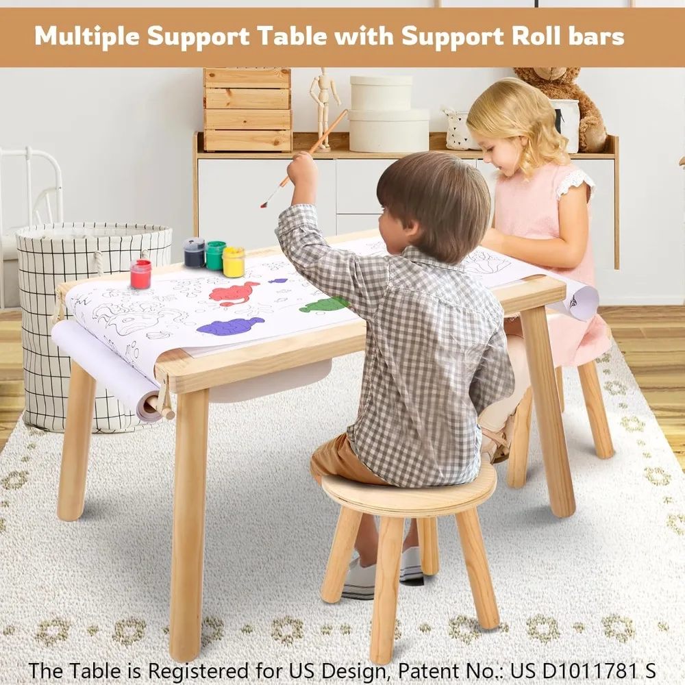 Sensory Table and Chair Set, 3 in 1 Kids Table for Play Study Art Dining Toys Storage, Activity Table with Storage Bins