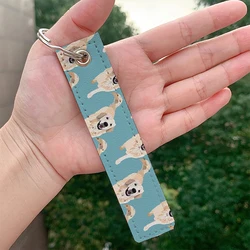 Golden Retriever Dog Leather Keychain Strap Compact  Keyrings Hanging Holder Bag Car Wallet Trinket Keychain Hanging Decoration