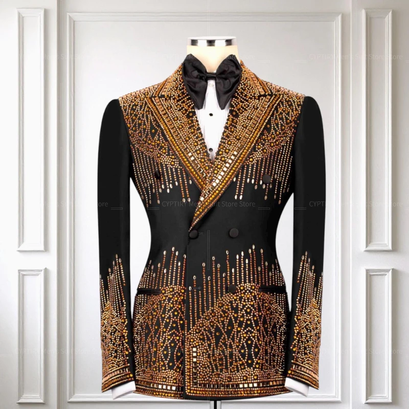 

Костюм для мужчин, свадебный мужской костюм с вышивкой камня, комплект смокинга жениха, мужской костюм для вечеринки, смокинг для выпускного вечера, сценический костюм для мужчин