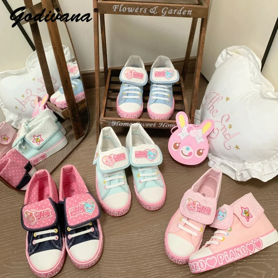 Student Girls Kawaii Canvas Shoes New Spring and Summer Japanese Style Cartoon Embroidered Denim Canvas Shoes Pumps view 3