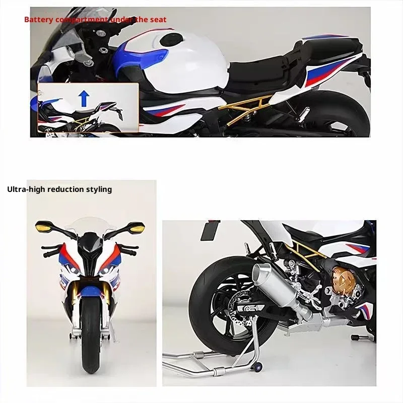 NEW 1:6 대형 모델 BMW S1000RR 모형 합금 오토바이, 어린이 생일 선물, 수집용 전시품