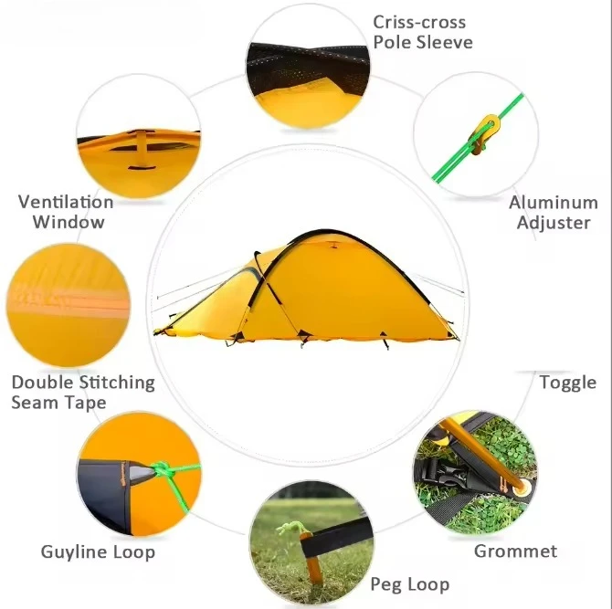 Euro cross-border mountaineering camouflage tent outdoor equipment polar survival trekking nylon lightweight double-decker