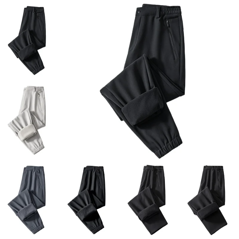 

Thickened Fleece Lined Outdoor Soft Shell Men's Sporty Casual Trousers Autumn Winter Waterproof Outdoor Adventure Pants