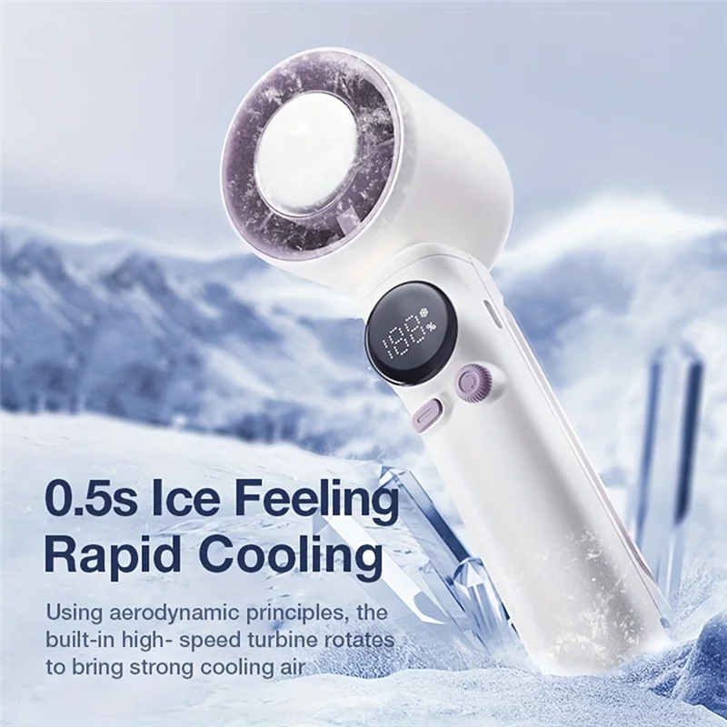 ABRB-USB recarregável handheld turbo ventilador 4000mah led display digital mini ventilador de refrigeração de alta velocidade para viagens branco