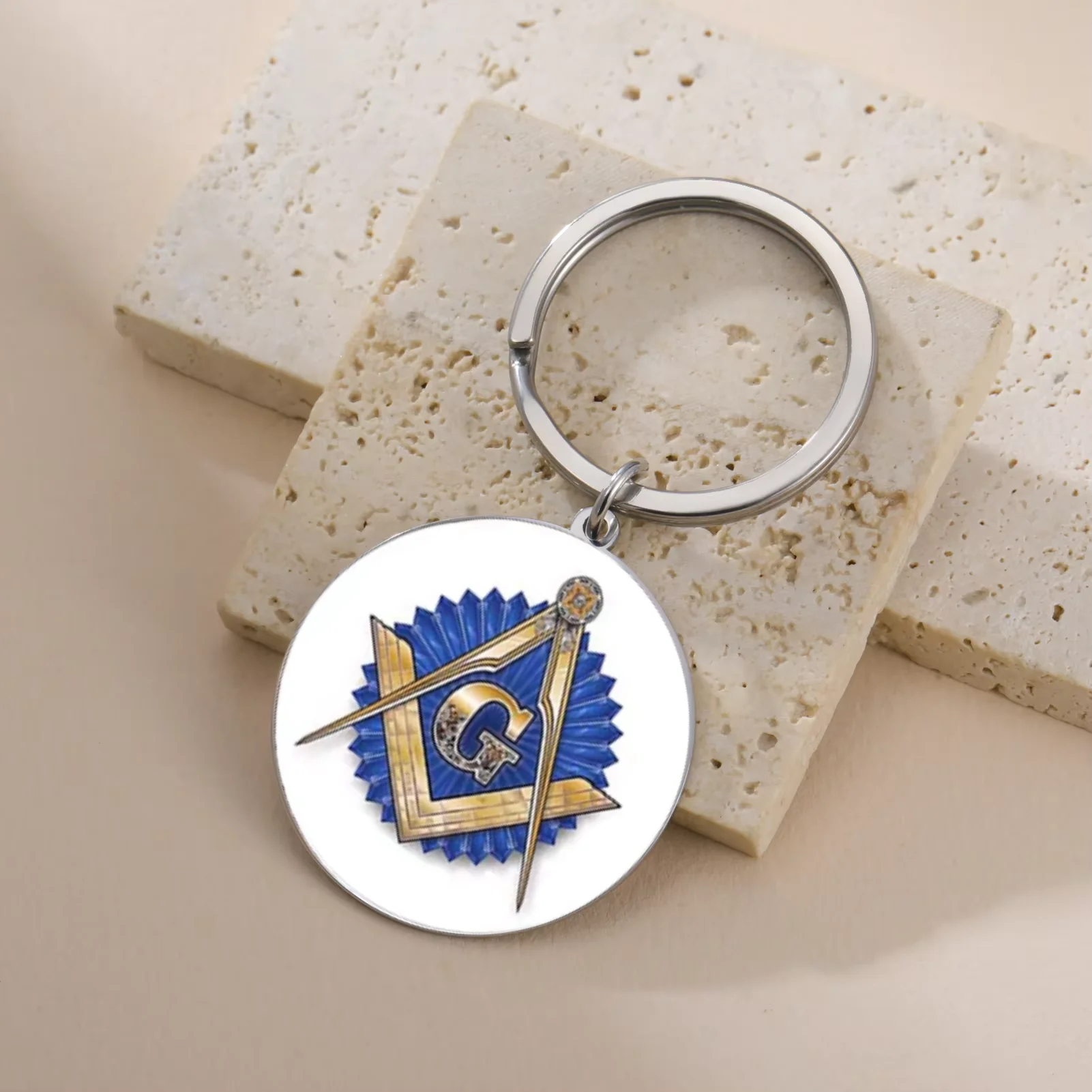 Amaxer Free Mason Custom Freemason Symbol Pendant Keychain for Women Men Retro Charm Masonic Jewelry Gift Accessories - Image 4