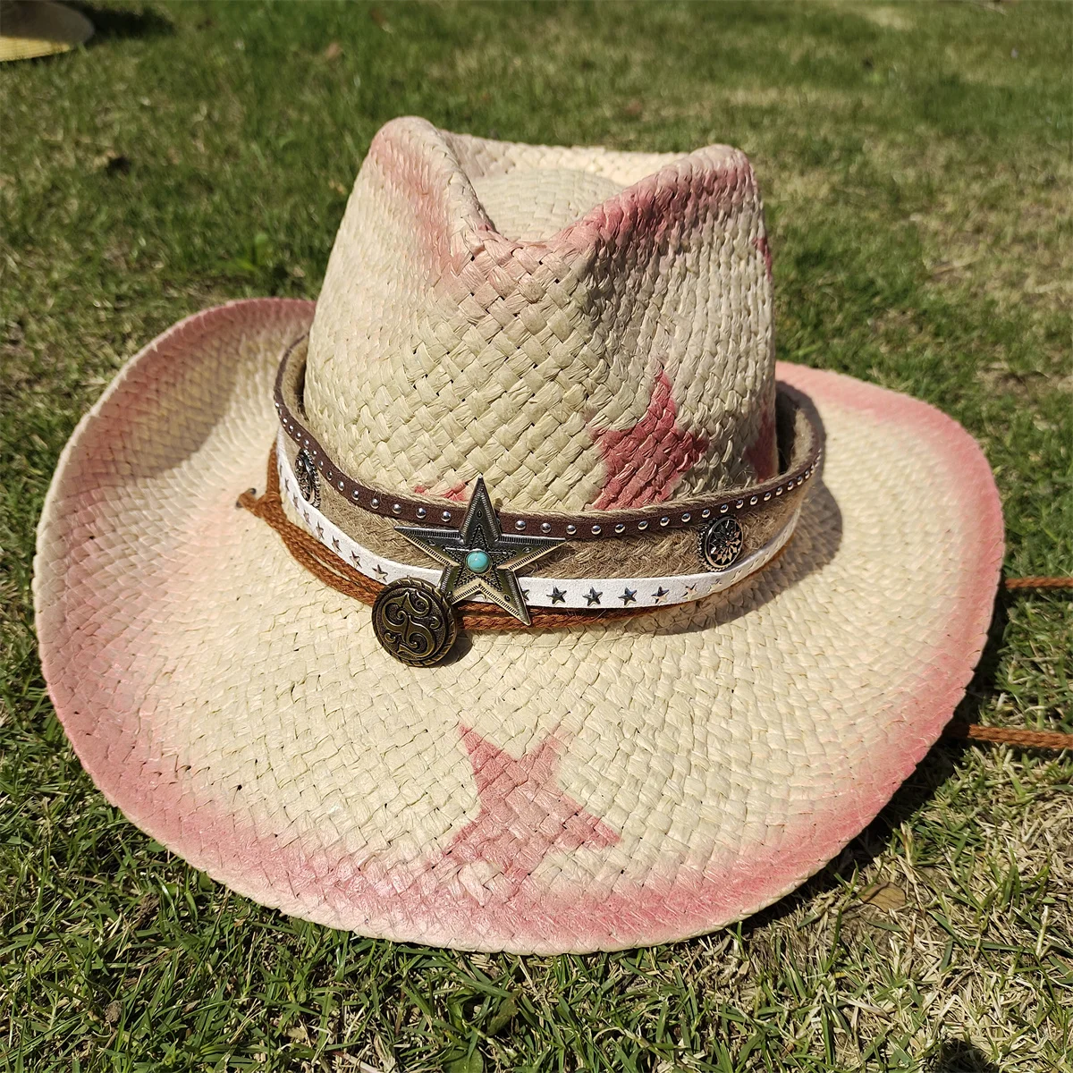 Papyrus Cowboy Straw Hat European and American Cowboy Hat for Women Hat Outdoor Vacation Leisure Sun Hat for Man Cowboy Hat