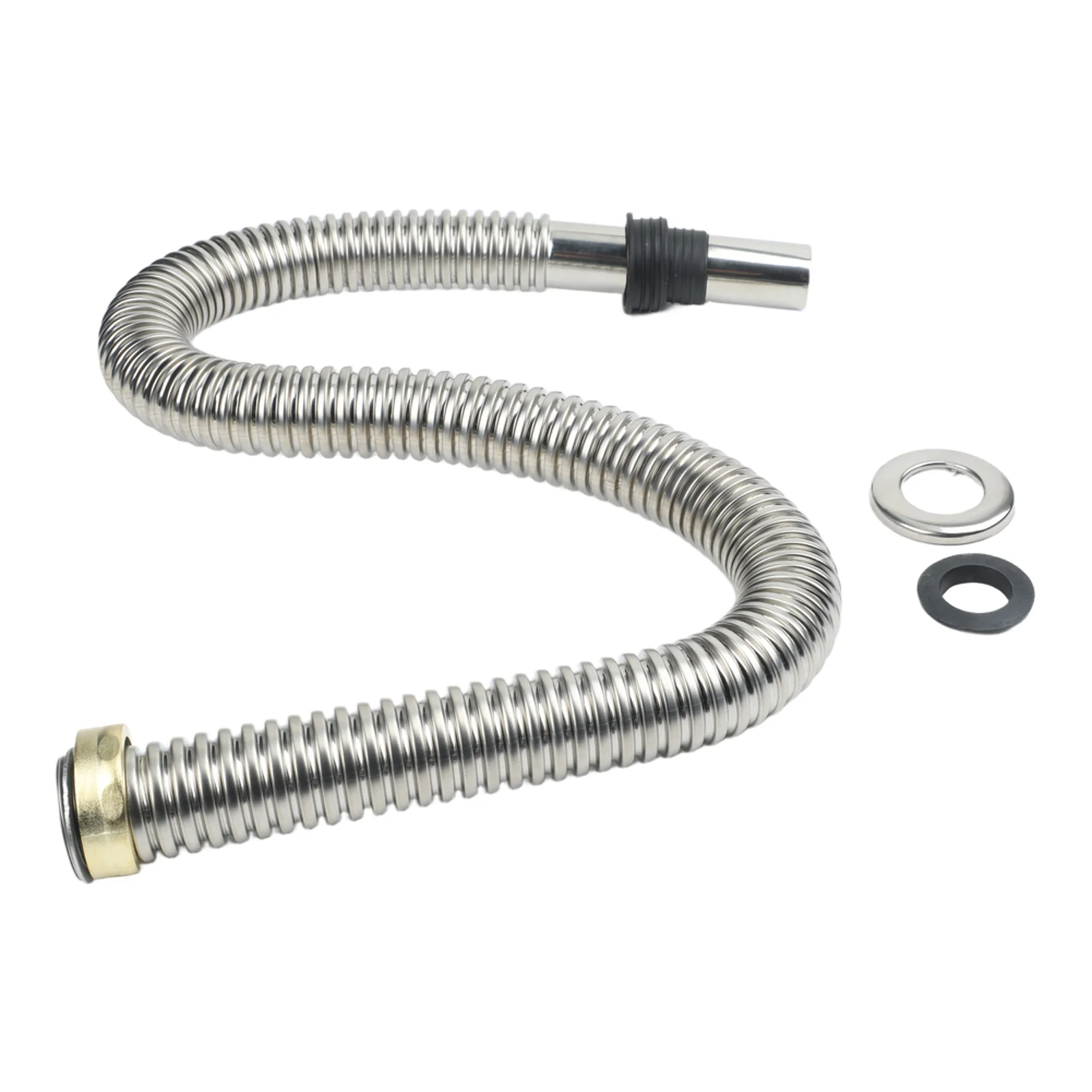 For Kitchen Sink For Bathroom Sink Siphon Connector Flexible Pipe Hose Silver Odor-proof Silicone Ring 80 Cm Length