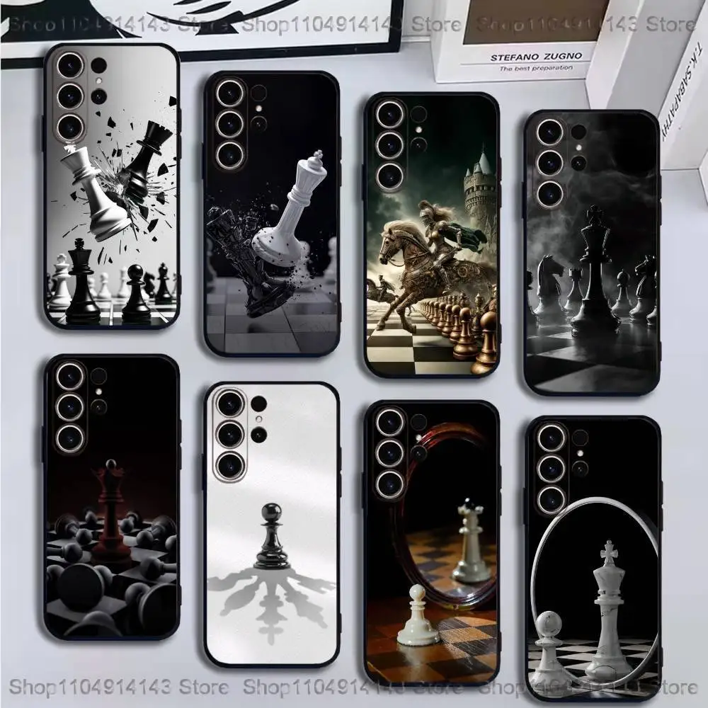 

Cool Chess Art Phone Case For SamsungS25,24,21,22,23,30,Ultra,20,Plus,Fe,Lite,Note,10,9,Soft Black Cover