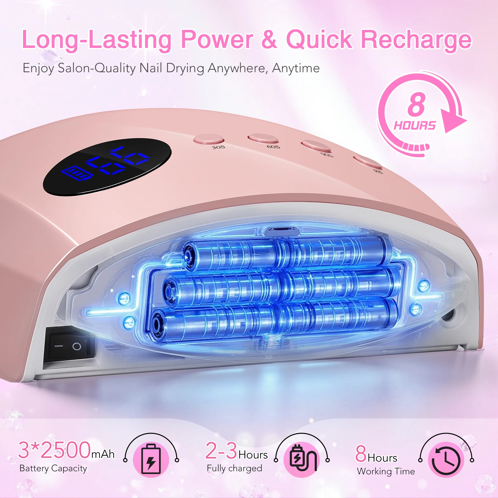 168W UV LCD Lamp Voor Nagels Draadloze Gel Polish Nagel Droger Pedicure Manicure Licht Draadloze LCD Nagellamp voor Manicure Salon