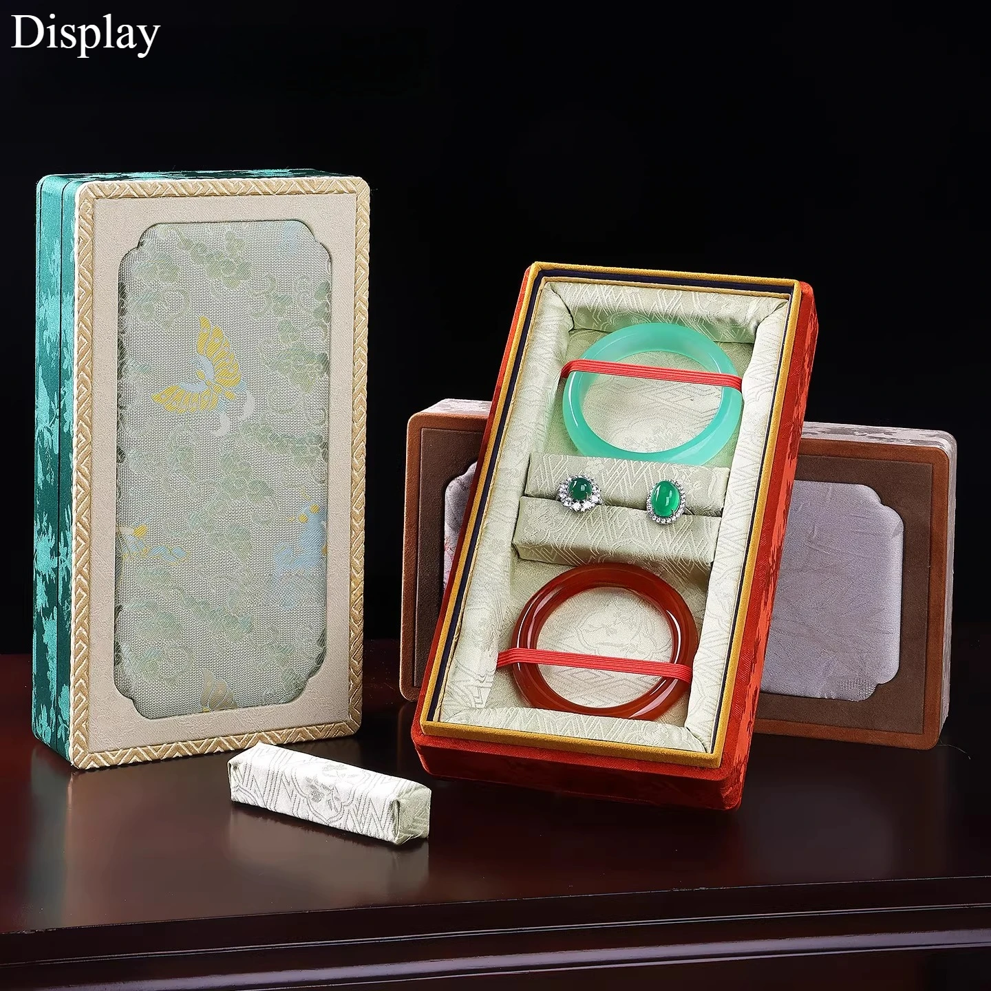

Подарочная коробка для украшений в китайском дворцовом стиле, футляр для хранения ожерелий и браслетов, роскошный органайзер с бархатной подкладкой
