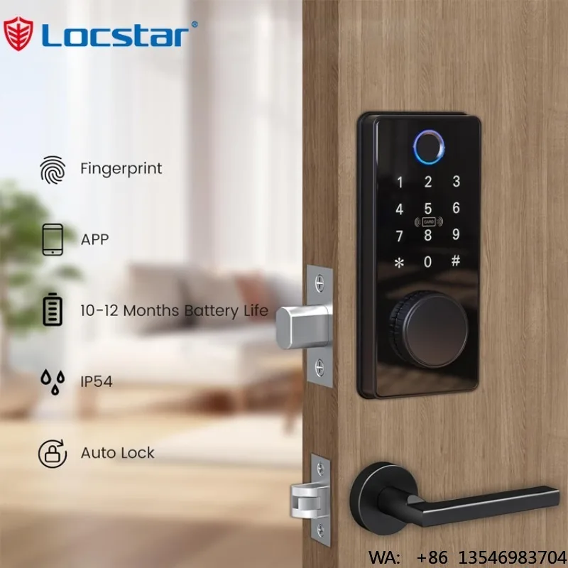 Locstar Security Easy Install Cerradura Electrica Fingerprint Password Keypad Keyless Entry Deadbolt Smart Door Lock with Code