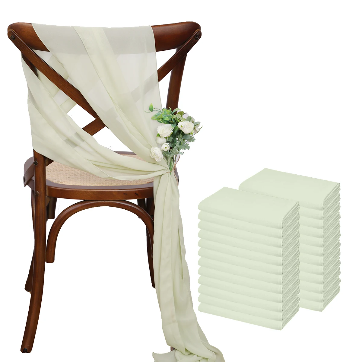 Imagem -05 - Chiffon Cadeira Sashes Casamento Sash Chair Covers Wedding Party Ribbon Corredor Cadeira Decor 17x275cm 24 Pcs Branco