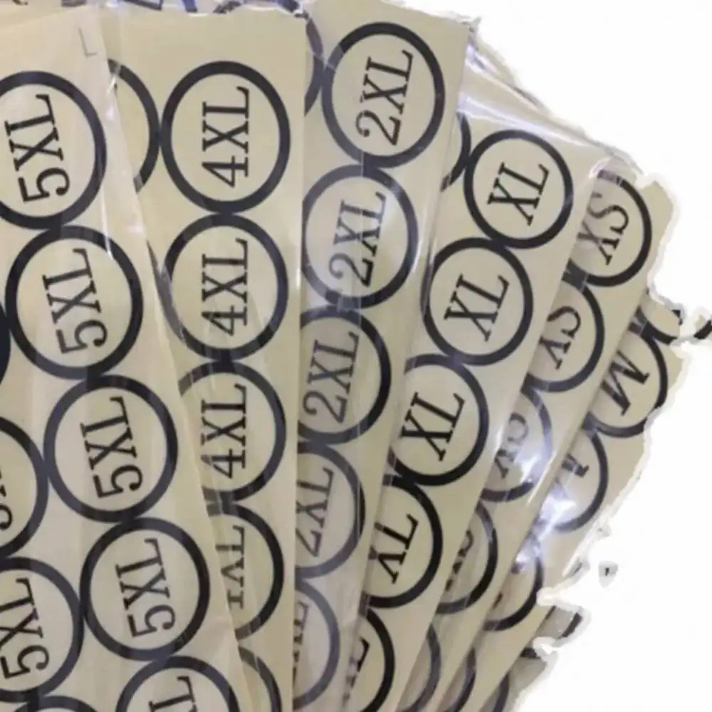 500 Stück Kleidergrößen-Punktaufkleber, selbstklebende transparente runde Etiketten für Babykleidung, Teenager-Bekleidung, gefaltete Babykleider, Größenetiketten – Detail 9