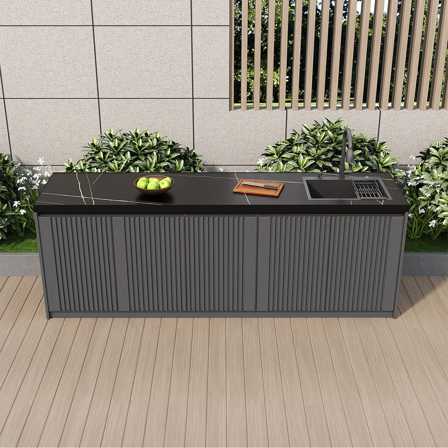 Outdoor slab handwashing station, garden barbecue worktop, outdoor kitchen stove, courtyard aluminum alloy storage cabinet.