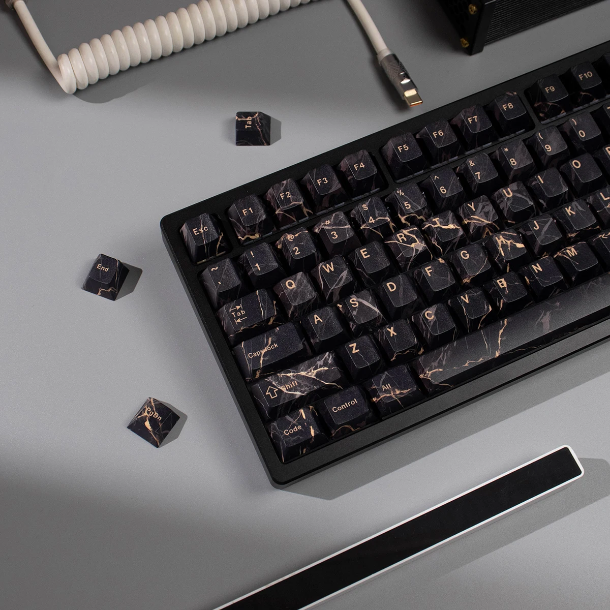Keycaps in marmo nero PBT 129 tasti Cherry Creative per tastiere meccaniche 60/84/98/108