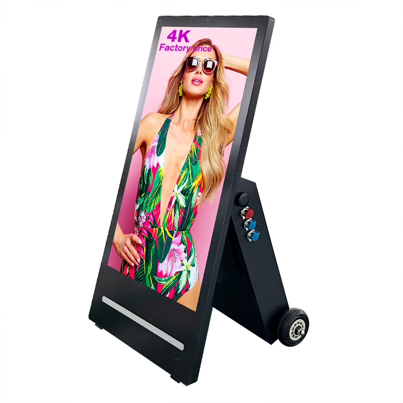 

Hot Selling 43 Outdoor Rechargeable Lcd Powered Player Portable Advertising Movable Signage Waterproof Foldable Battery Kiosk