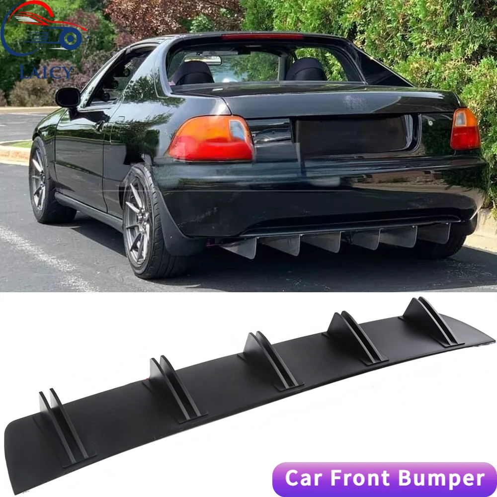 

LAICY For Honda Civic Del Sol Car Rear Diffuser Shark Fins Bumper Splitter Chin Spoiler Lip Black Shunt Rear Bumper Lip