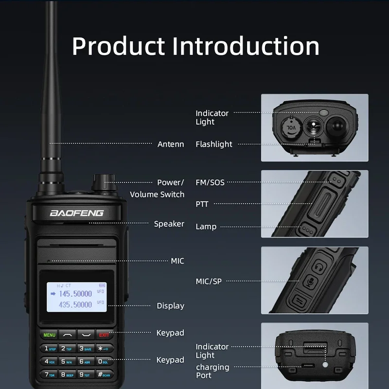 P15UV Baofeng Walkie Talkie Type-C Charging AM 108-136mhz UV-15 Pro Max V2 FM Radio UV999 Pro Max Long Range Communication Radio