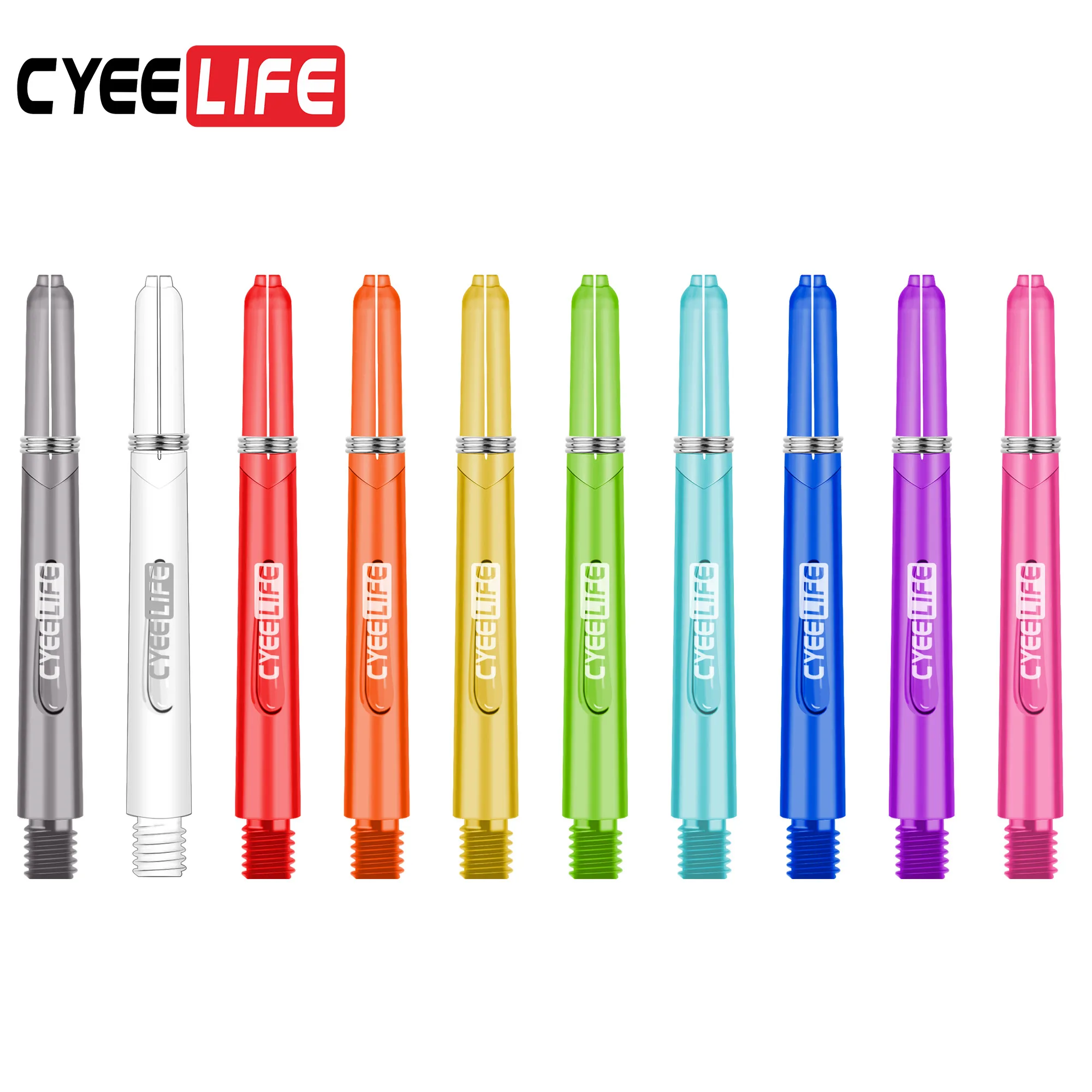 CyeeLife 30pcs 2BA 48mm Professional PC darts shafts transparent plastic shaft with O Ring Dart accessories