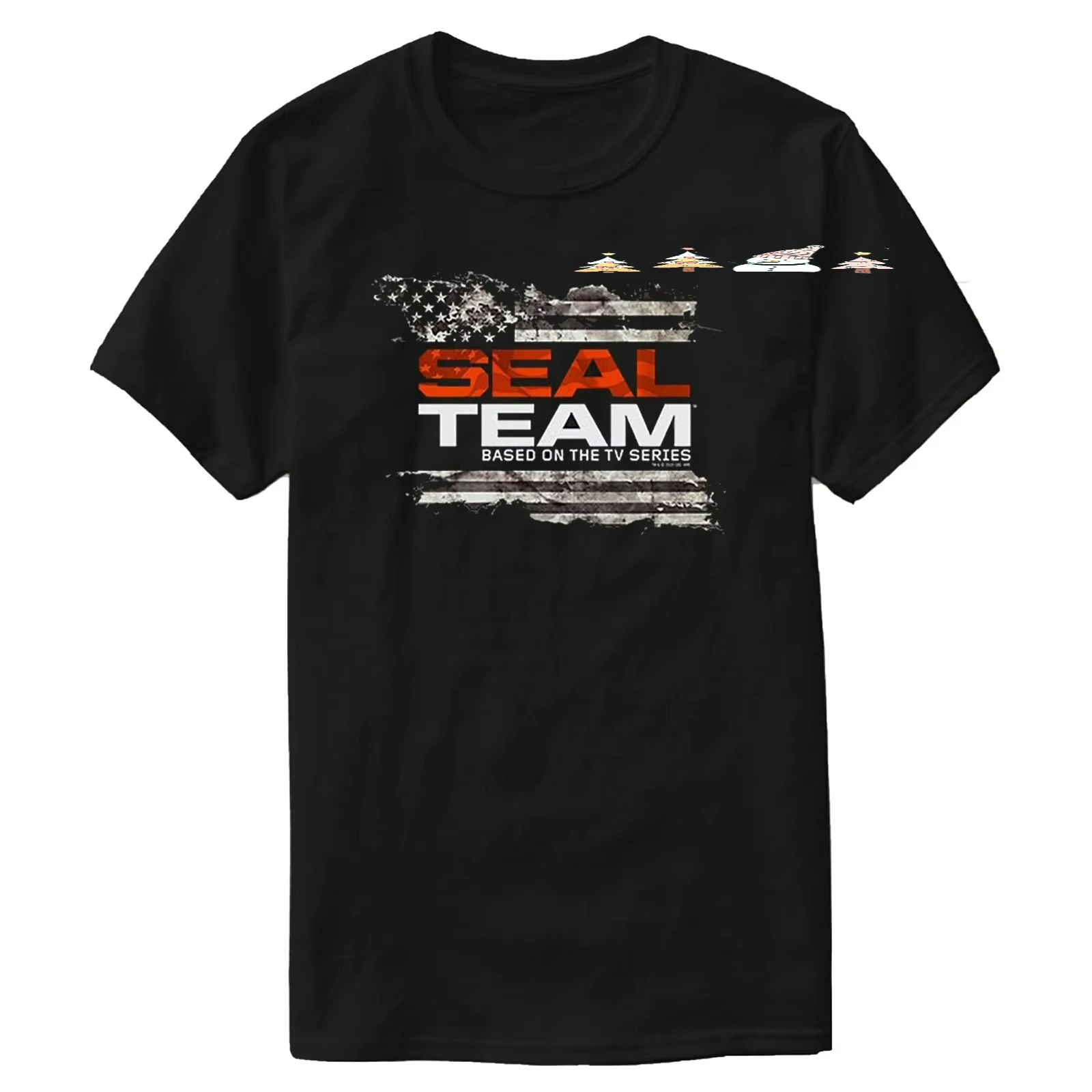 Distressed American Flag Seal Team T-Shirt 100% Cotton O-Neck Short Sleeve Summer Casual Mens T-shirt Streetwear