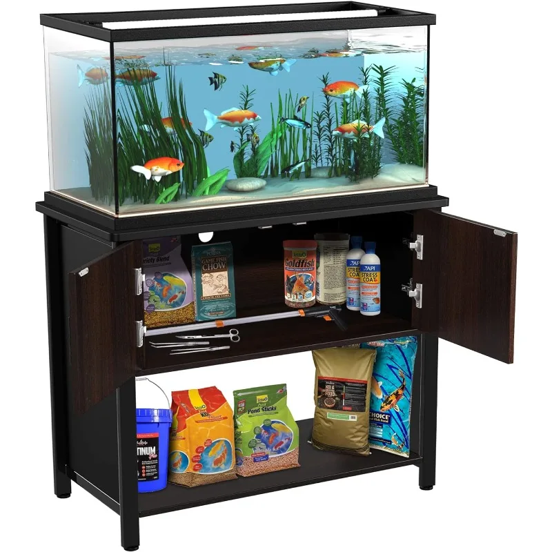 Metal Aquarium Stand with Cabinet for Fish Tank Accessories Storage, 40 Gallon, Turtle/ Reptile Terrariums