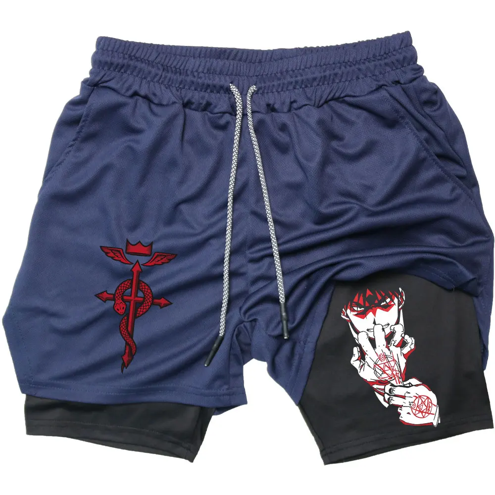 Męskie spodenki sportowe Anime FULLMETAL ALCHEMIST spodenki gimnastyczne letnie sporty Fitness trening Jogging bieganie letnie krótkie spodnie