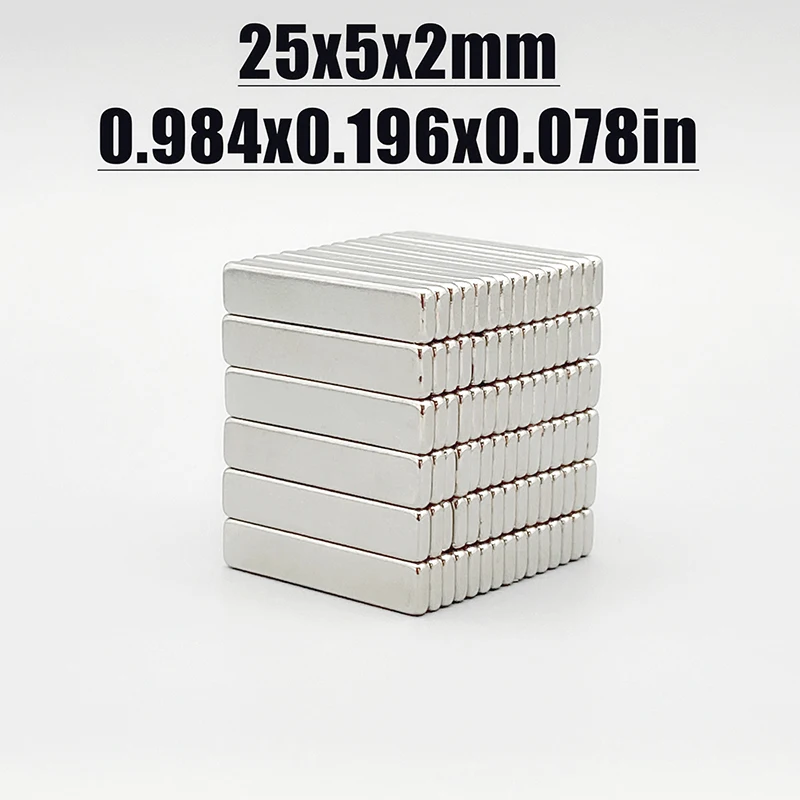 10-300pcs 25x5x2mm Magnet Neodymium Magnet N35 NdfeB Square Shape 25x5x2 Magnet Accessory Permanent Magnetic Imanes Magnets