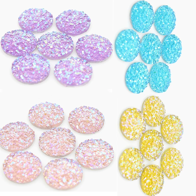 12mm Round Resin Drill DIY Accessories Crystal Cluster For Badge Reel Cover Button