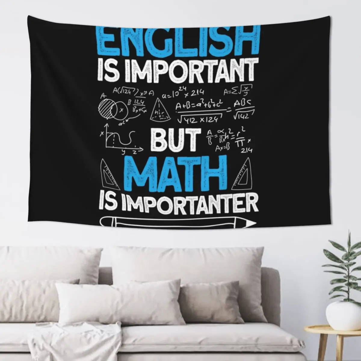 

English Is Important But Math Is Importanter Tapestry For Bedroom Living Room Decoration Wall Deco Tapestry