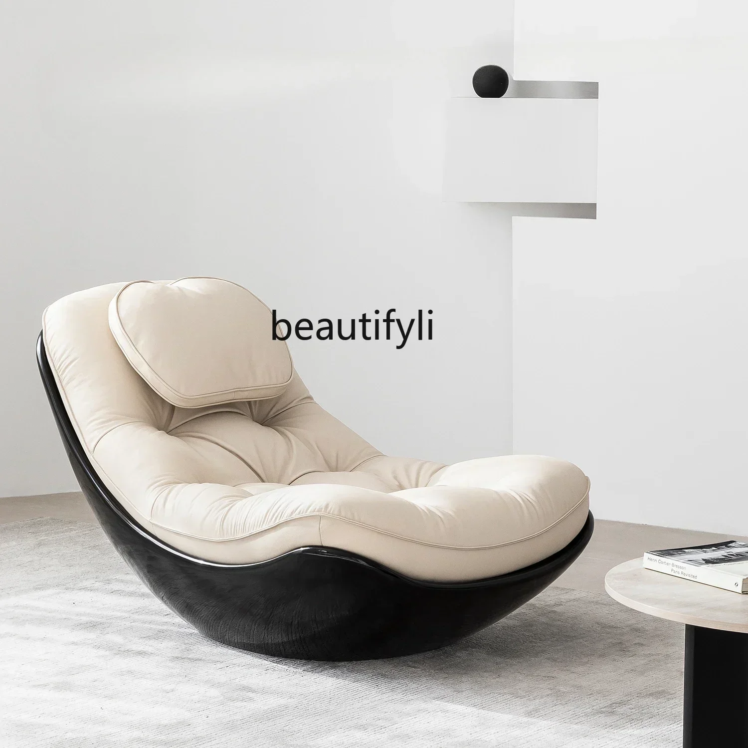 

New Arrivals D06 Black leather fiberglass floor, slack kennel reclining sofa single chair