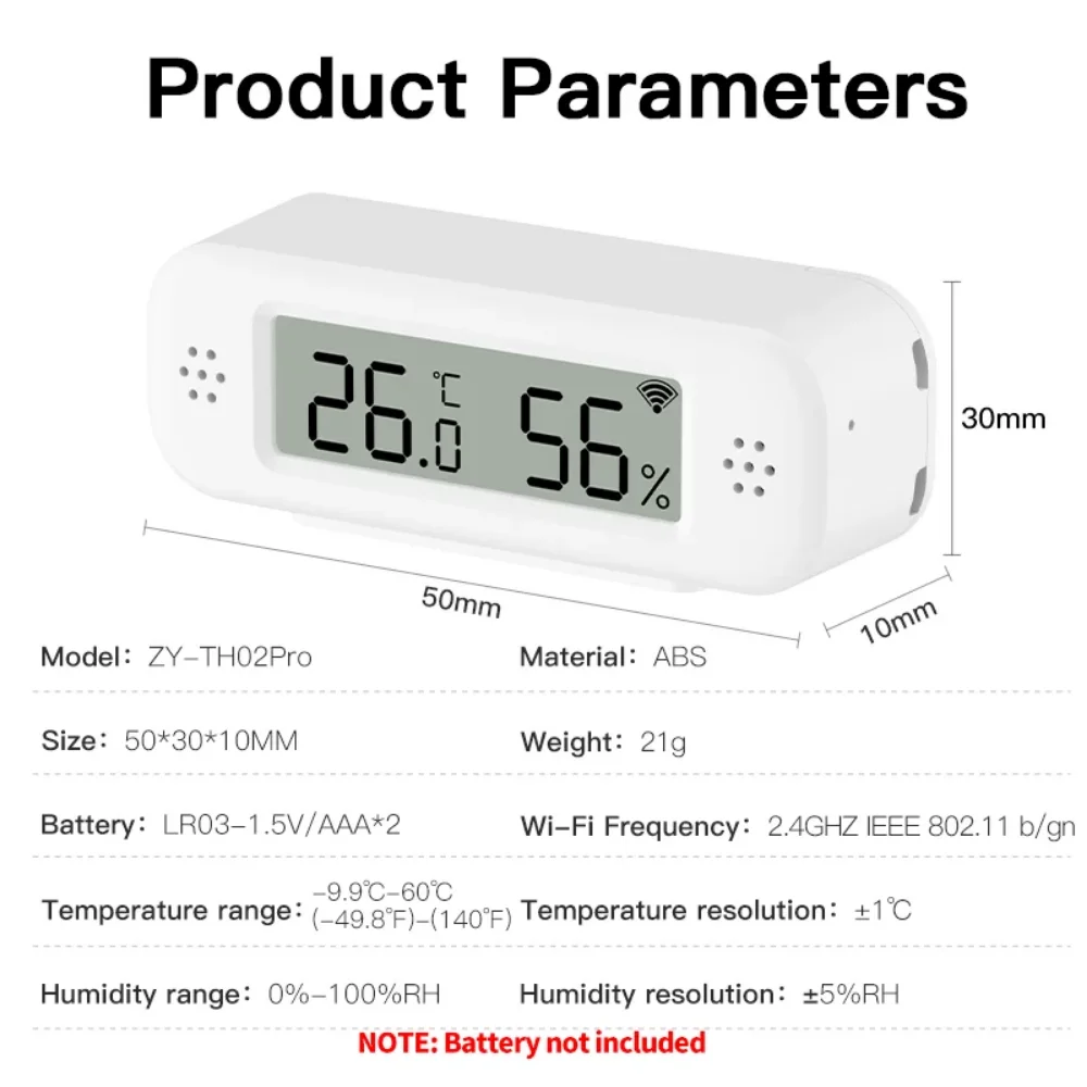 Tuya WiFi Mini Temperature Humidity For Smart Home Thermometer Hygrometer APP Remote Alarm Work with Google Home Yandex Alexa