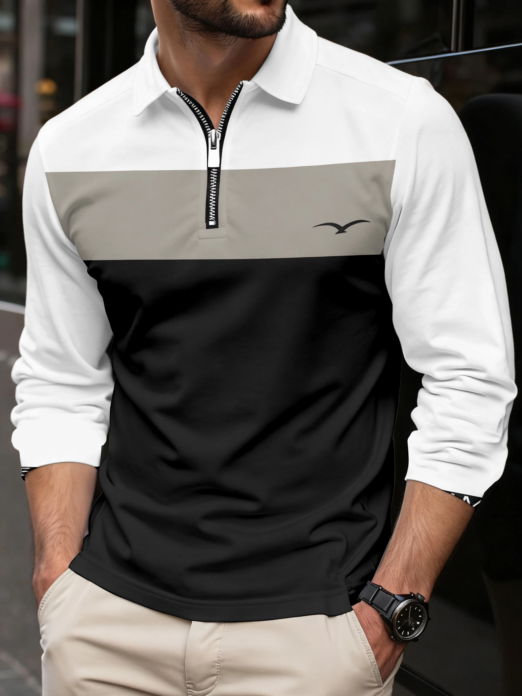 

Men's Horizontal Stripes Graphic Polo Fall Winter Long Sleeve Polo Shirts Athleisure Daily Wear Print Breathable Buttons Tops
