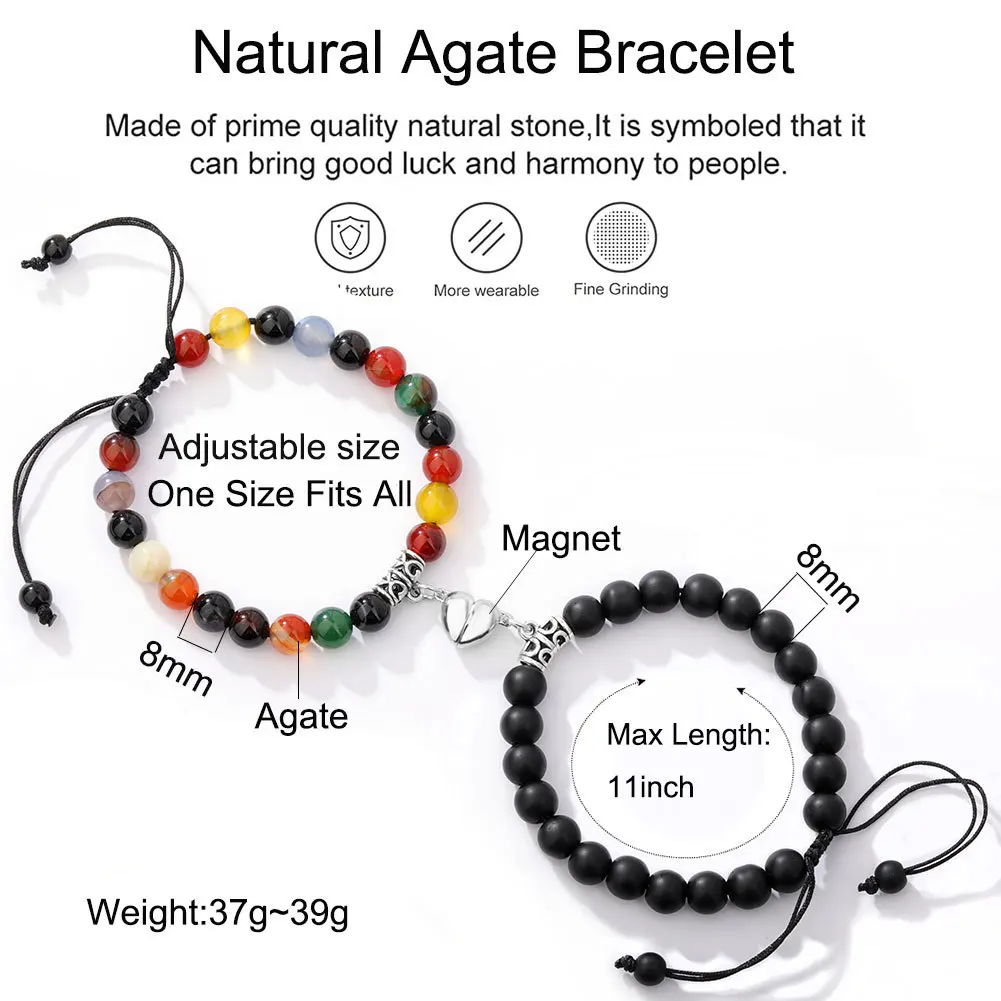 Magnet Paar Armbänder für Frau Männer Romantische Herz Passenden Liebhaber Naturstein Perlen Yoga Armband Valentinstag Geschenk Schmuck – Detail 4