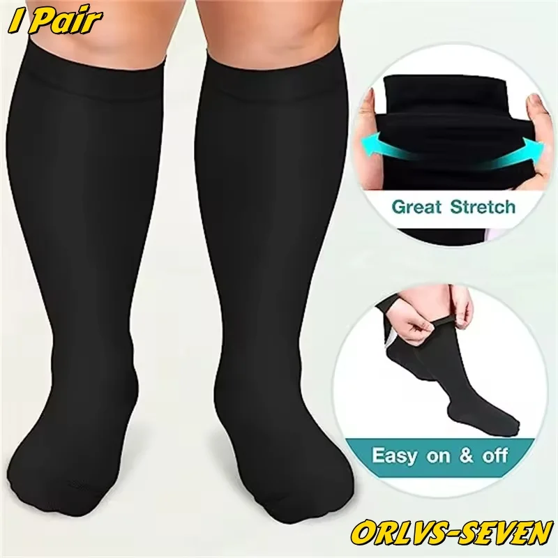 1 Paar Kompressionssocken in Übergröße, einfarbig, für Sport, Laufen, Yoga, extra Größe, fette Socken für Sport, Fitness, Gewichtsverlust, 2XL-7XL