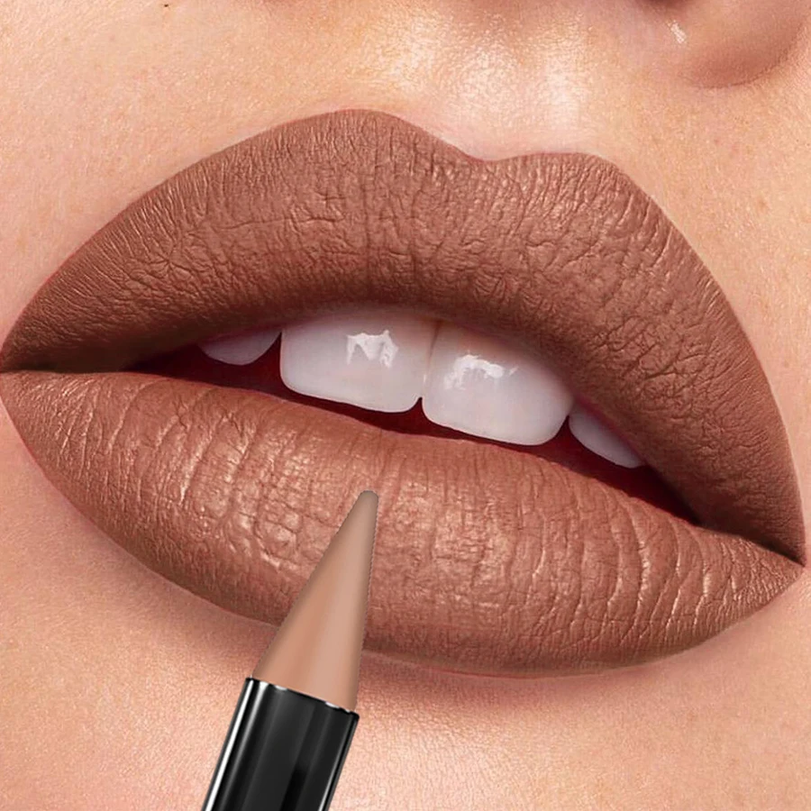 マットセクシーリップスティック色落ちしないブラウンリップスティックペン輪郭ティント1PCリップライナー持続性アイ＆リップ韓国メイクギフトリップグレージ