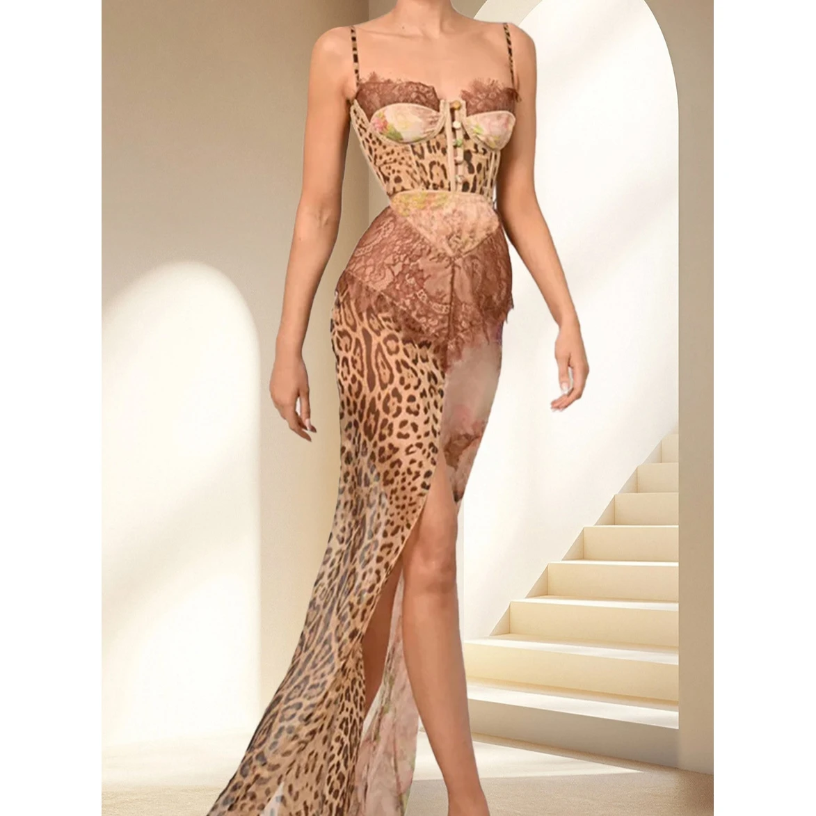 

Sexy Print C Maxi Dr Color Blo Strapl Gown Sensual Chic V-Ne Long Svel Women's Faion Summer Spring Autumn