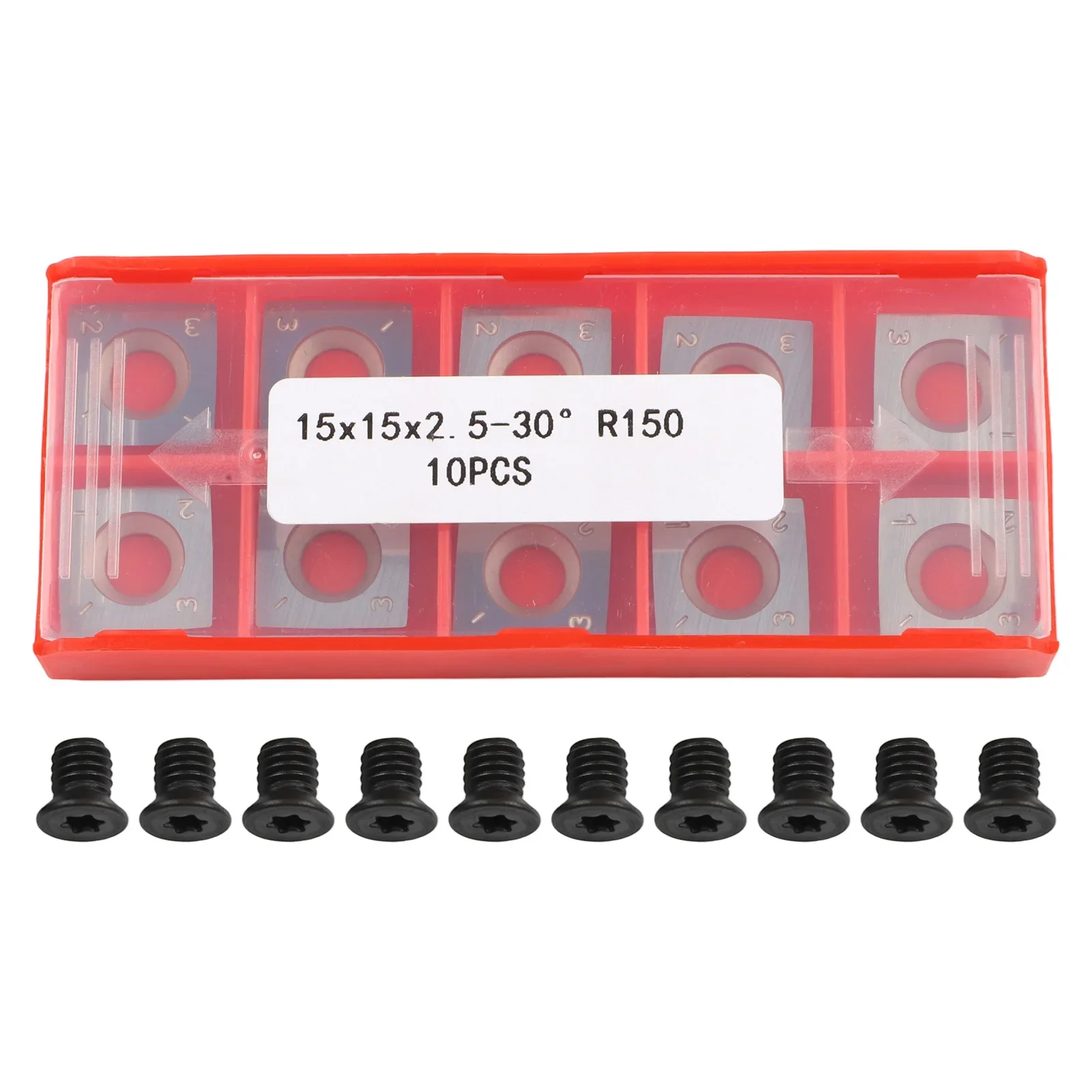 

10pcs Carbide Blades With 10pcs Screws 15mm Square Carbide Inserts Cutters 15x15x2.5 R150 Replacement Cutter Heads Carbide Tools