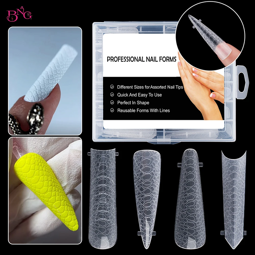 New 3D Dual Forms Nails for Poly Nail Gel Snake Relief Design Top Forms for Extension Acrylic Nail Molds Manicure Tools