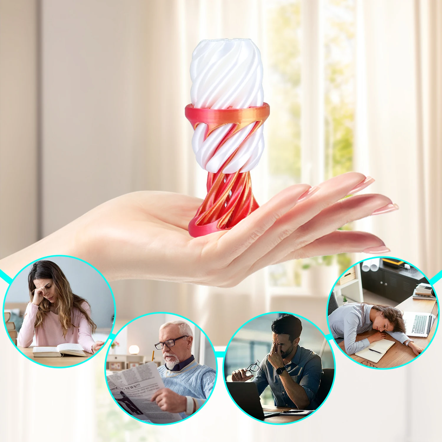 Jouet conique en spirale imprimé en 3D, Mini passe Impossible à travers le pilier carré, Fidget Helix Vortex Illusion, Gadget de bureau anti-Stress