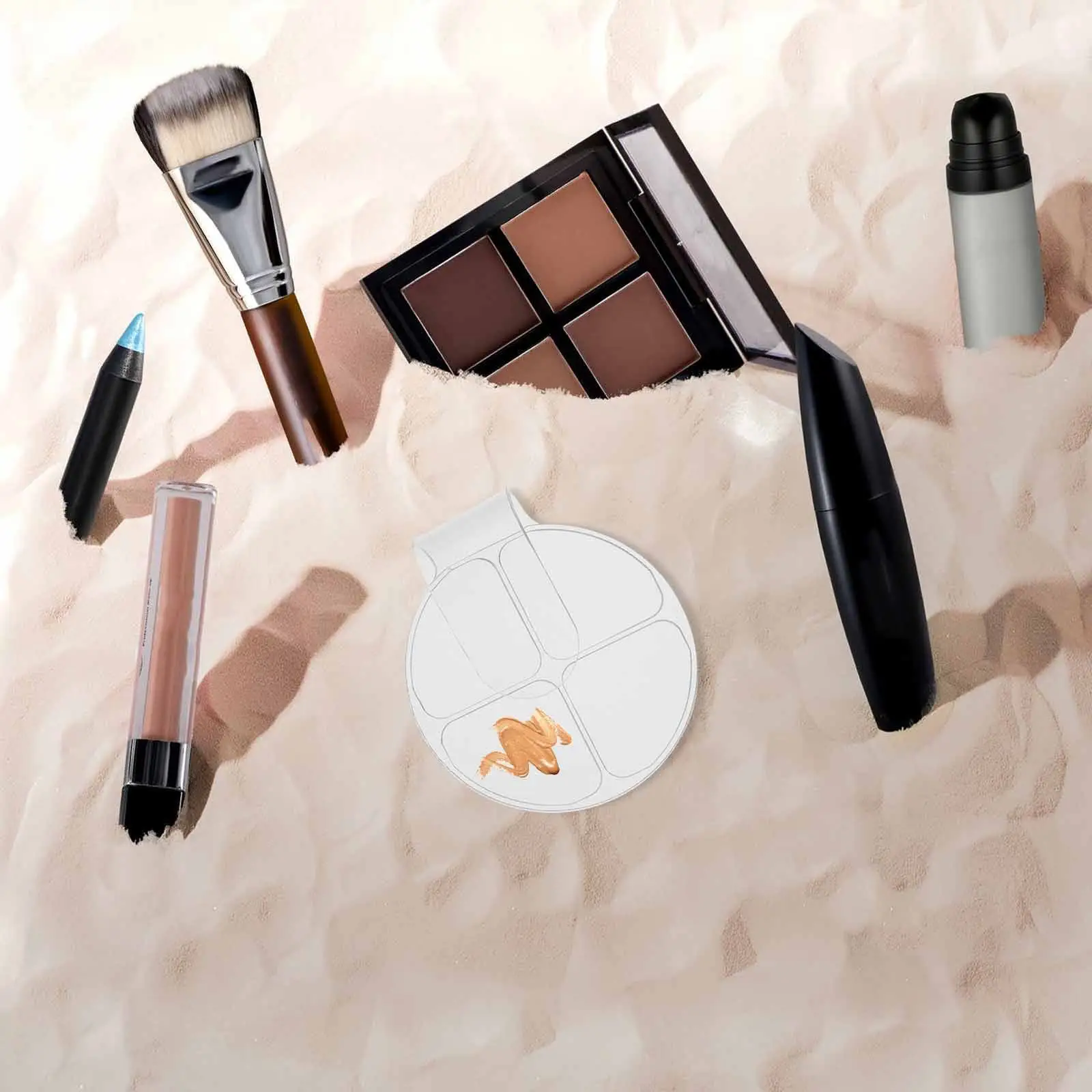 2Pcs Premium Acrylic Handheld Makeup Palettes Clear Mixing Trays for Cream Liquid Oil Painting Watercolor Gouache Art