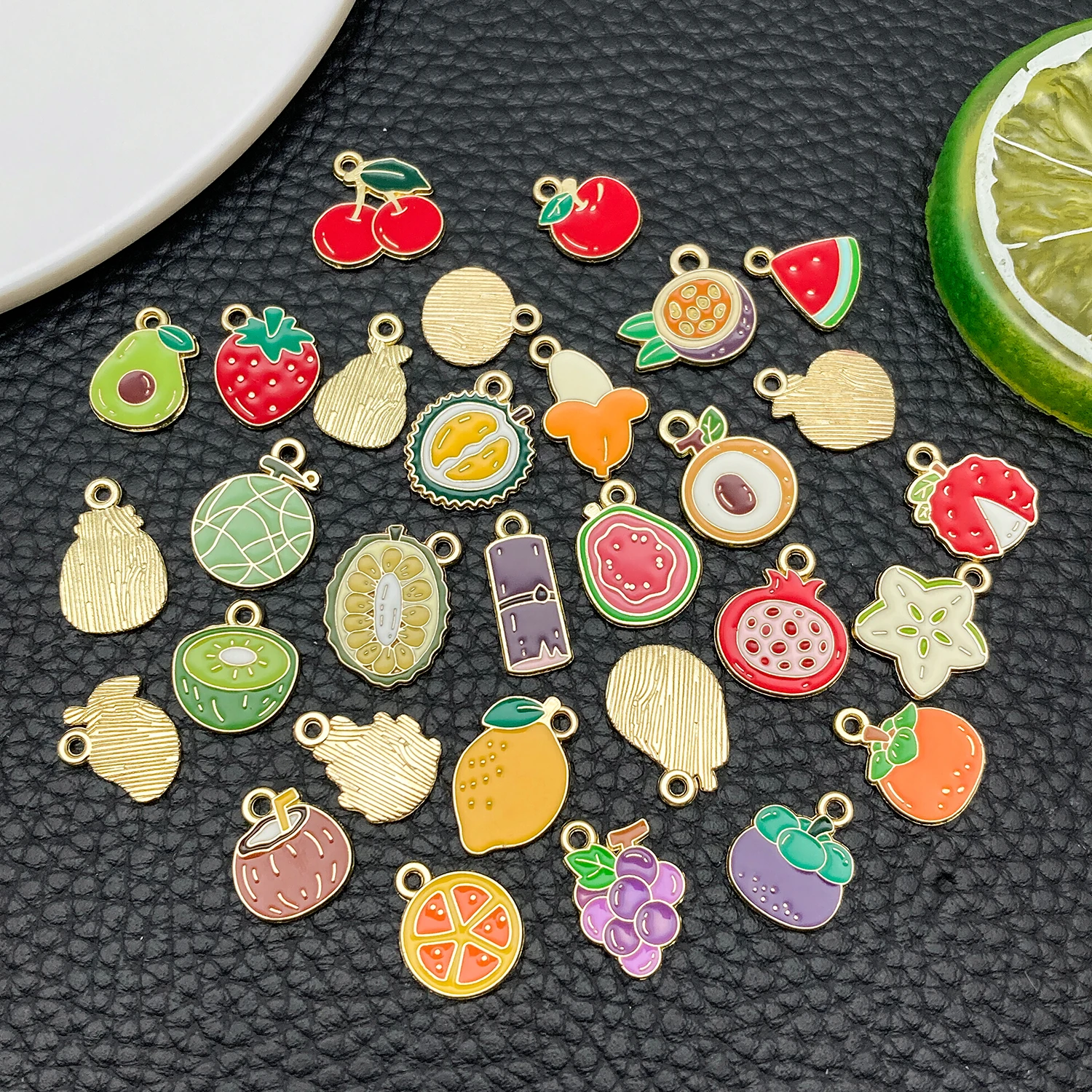 Alloy Enamel Charm for DIY Cute Fruit Lemon Necklace Pendants Earrings Charms for DIY  Jewelry Making Accessories Supplies