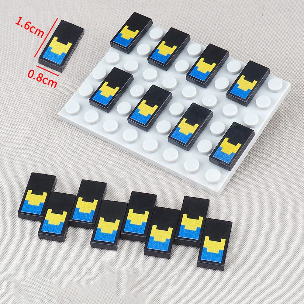 MOC 10PCS 3069pb Printed Yellow-Blue Pixelation Pattern Building Blocks 3069 Game Instrument Board Bricks Particle DIY Toy Gifts